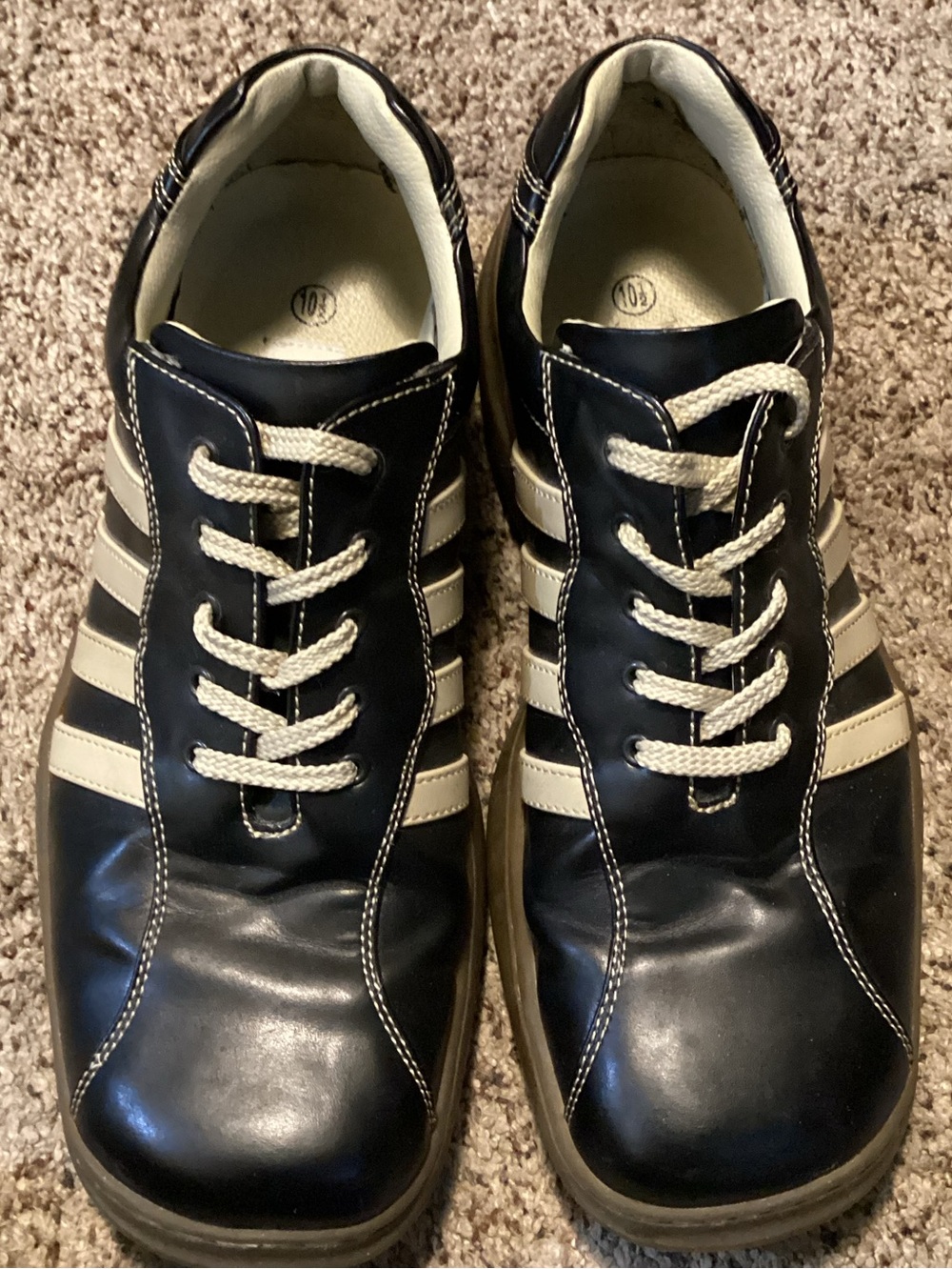 Vintage Phys.Sci Men’s Shoes Lace-up Faux Leather Gum Sole Black Cream Size 10.5